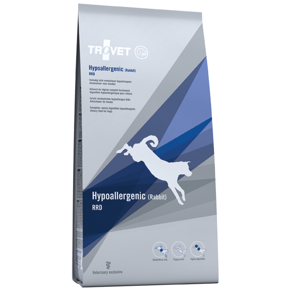 TROVET Dog Hypoallergenic RRD,, cu Iepure - Dieta Veterinara Uscata pentru Caini cu Alergii sau Intolerante Alimentare, 3 kg 