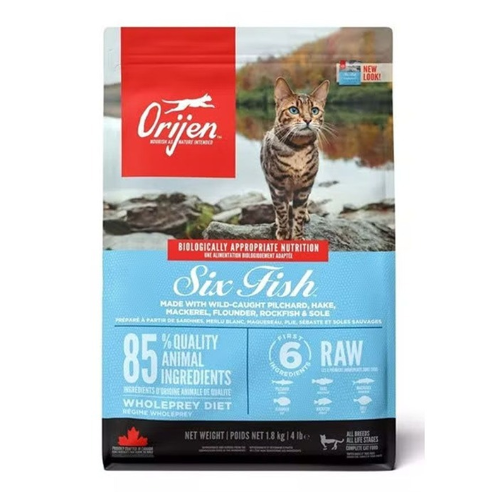ORIJEN Six Fish, cu Peste, Hrana Uscata Fara Cereale Pentru Pisici, 1.8 kg