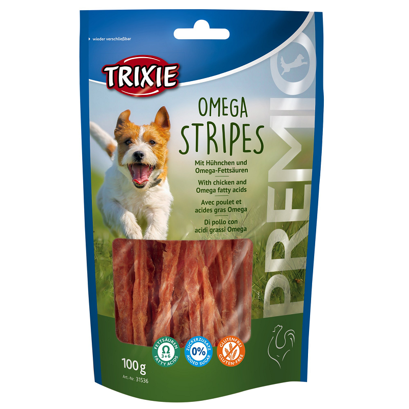 Recompensa Caini PREMIO Sticks Carne de Pui Imbogatita cu Acizi Esentiali Omega, 100g