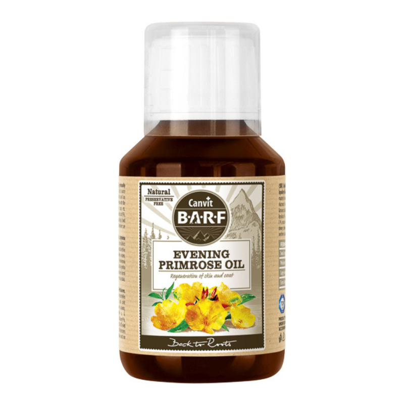 CANVIT BARF Evening Primrose Oil 100 ml – Ulei de Primula pentru Caini si Pisici, Piele Sanatoasa si Imunitate