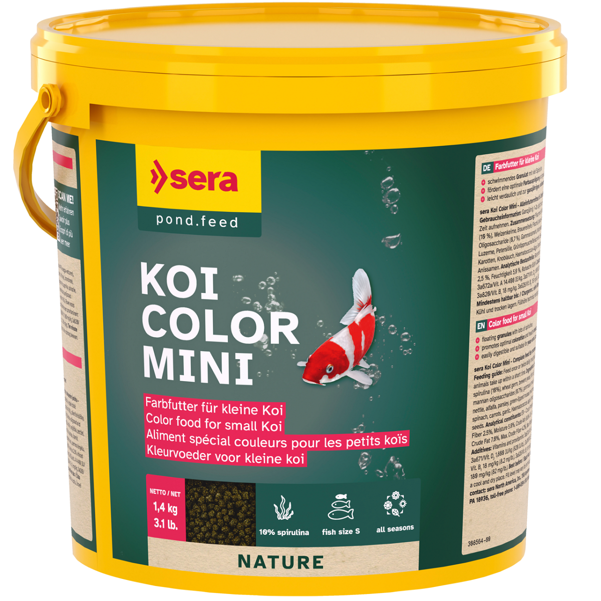 SERA Koi Color Mini, Hrana Granulata Pentru Crapi Koi Mici (<12cm), 3.8L