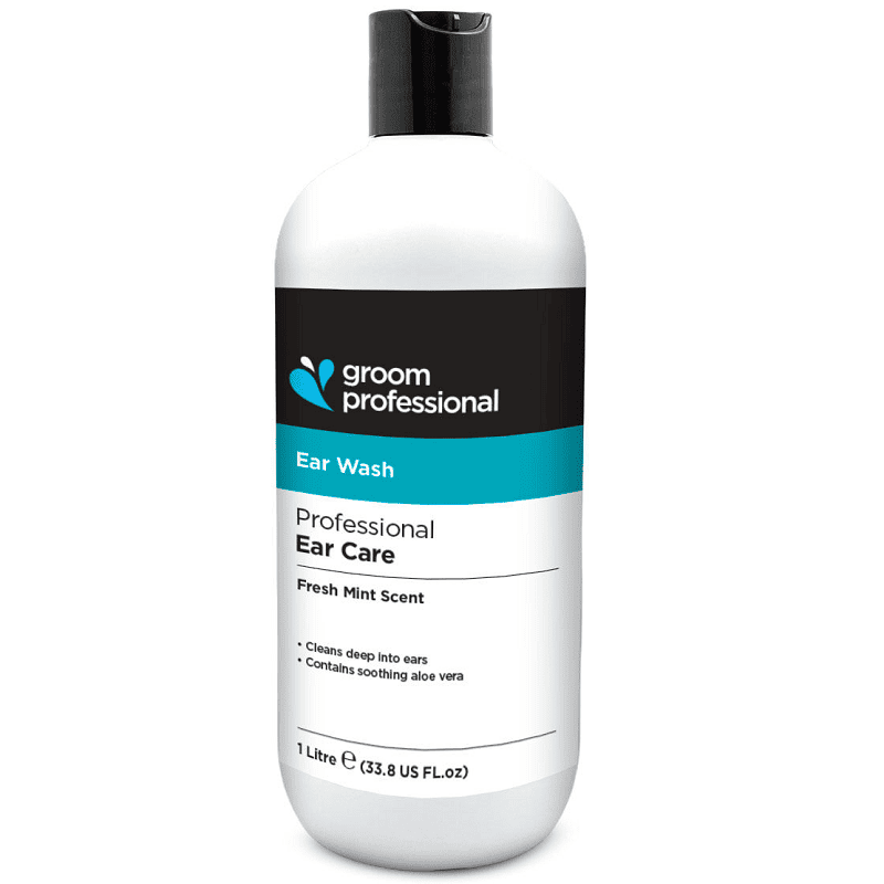GROOM PROFESSIONAL Ear Wash 1 L | Soluție pentru Curățarea Urechilor la Câini și Pisici, cu Efect Delicat și Aroma Mentolată