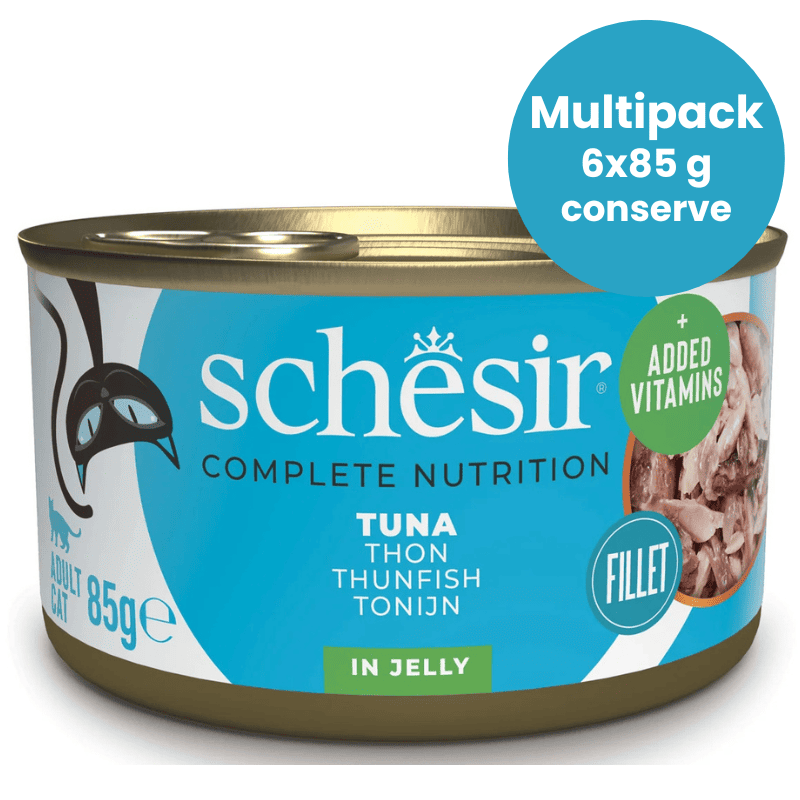 SCHESIR Cat Ton in Aspic Multipack 6x85 g | Hrana Umeda Completa pentru Pisici Adulte
