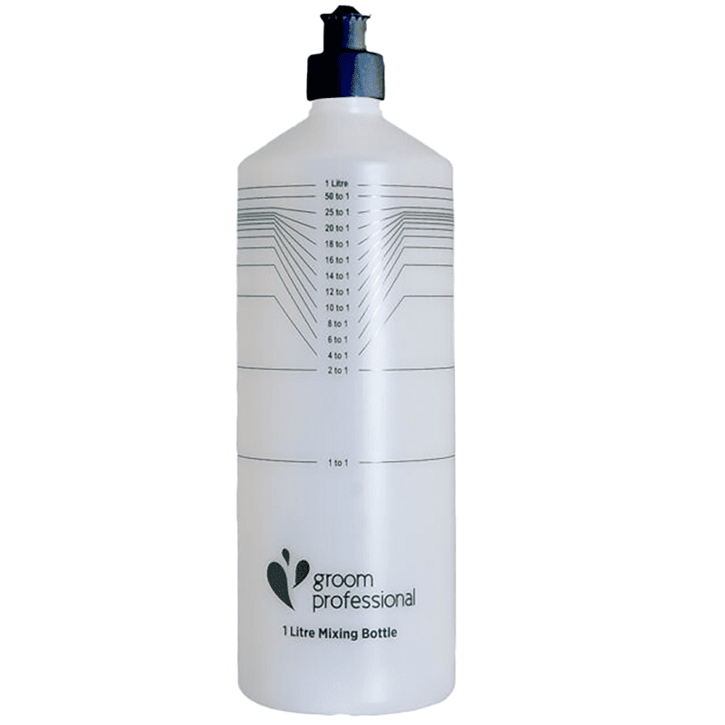 GROOM PROFESSIONAL Shampoo Mixing Bottle 1 L | Recipient pentru Diluarea Sampoanelor cu Marcaje Predefinite 10:1–50:1 | Dozare Rapida si Fara Mizerie
