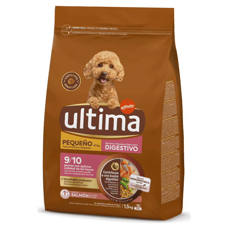 ULTIMA Dog  Small Digestive Wellbeing Somon 1.5 kg | Hrană Uscată Monoproteica pentru Câini de Talie Mică cu Digestie Sensibilă