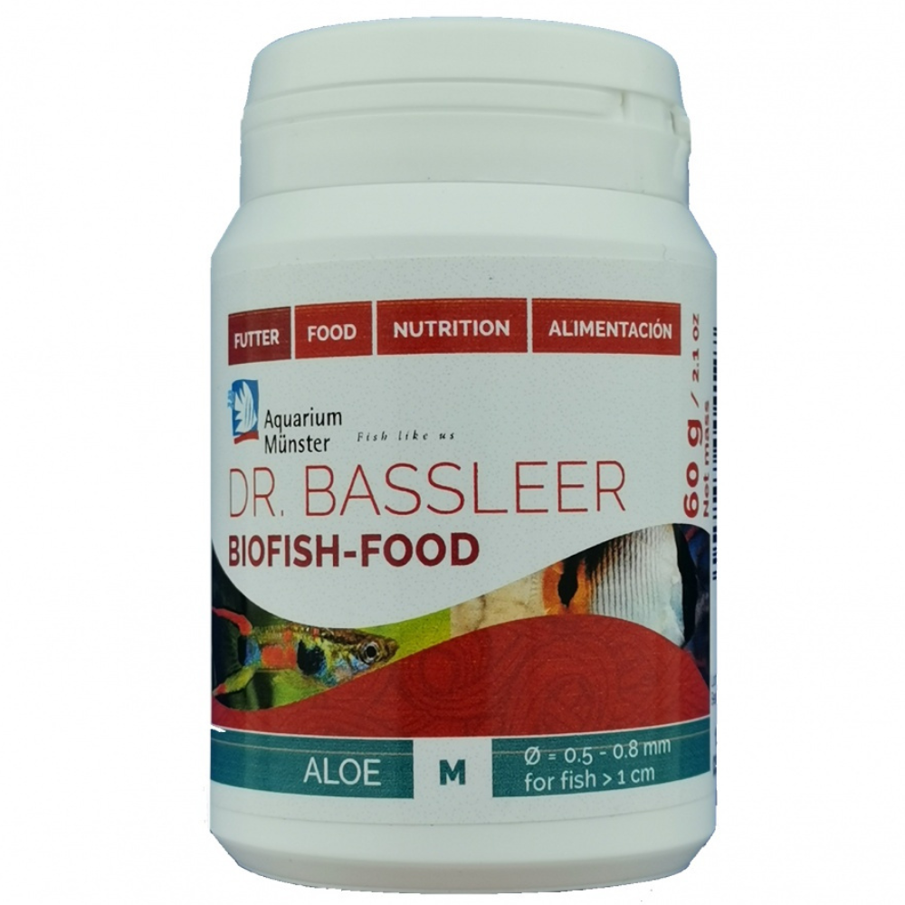 Aquarium Munster DR. BASSLEER Biofish Food Aloe M 60 g – Hrană Granulata Premium cu Aloe Vera pentru Pești Sănătoși și Rezistenți