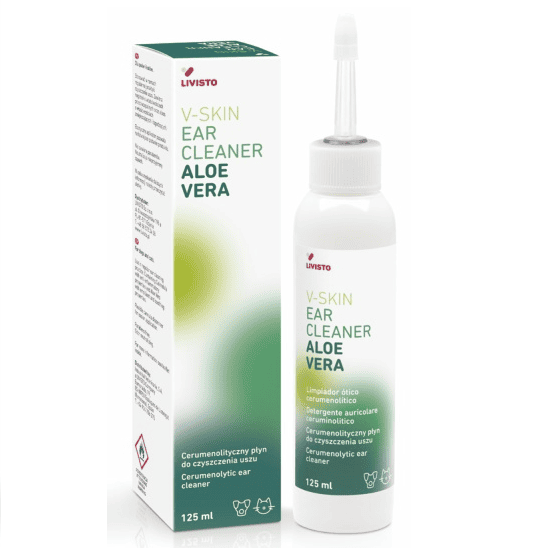 V-SKIN Ear Cleaner Aloe Vera 125 ml | Solutie Cerumenolitica pentru Curatarea Urechilor la Câini si Pisici
