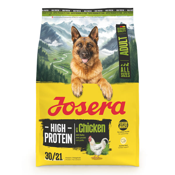 JOSERA High Protein Chicken 3 kg | Hrana Uscata Premium pentru Caini Adulti Activi | Cu Pui, Ulei de Somon si L-carnitina | Proportie Ridicata de Proteine si Energie
