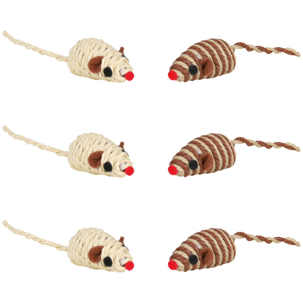 Jucarie Pentru Pisici Set 6 Soricei din Sisal, cu Clopotel, 5cm