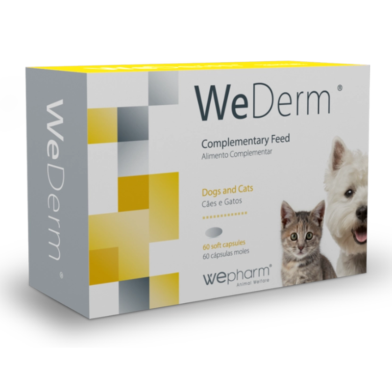 WePHARM WeDerm 60 capsule – Supliment cu Omega-3, Omega-6, Zinc si Vitamine pentru Piele Sanatoasa si Blana Stralucitoare la Caini si Pisici