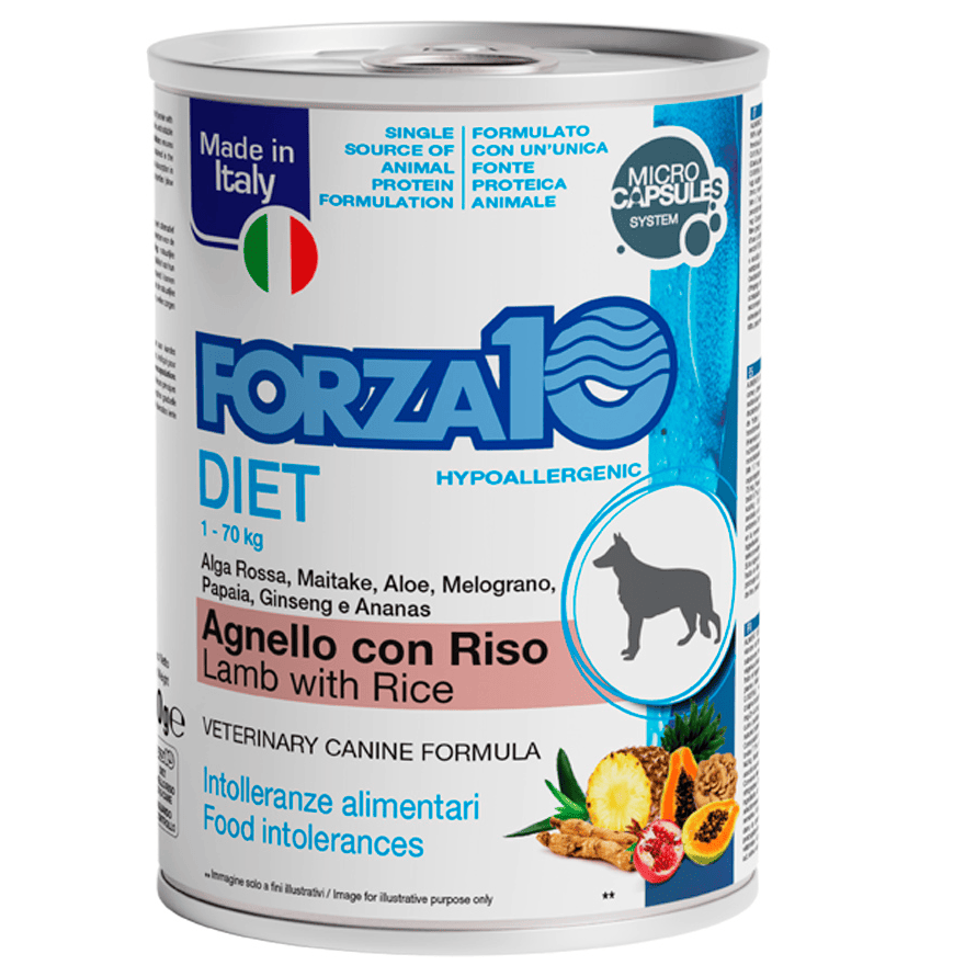 FORZA10 Solo Diet cu Miel si Orez, 400g - Hrana Umeda Monoproteica pentru Caini cu Alergii si Intolerante | Dieta de Excludere