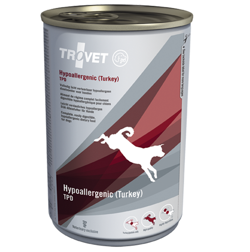 TROVET Dog Hypoallergenic cu Curcan, Conserva 400 g – Hrana Umeda Detetica pentru Caini Alergici sau cu Hipersensibilitate Alimentara