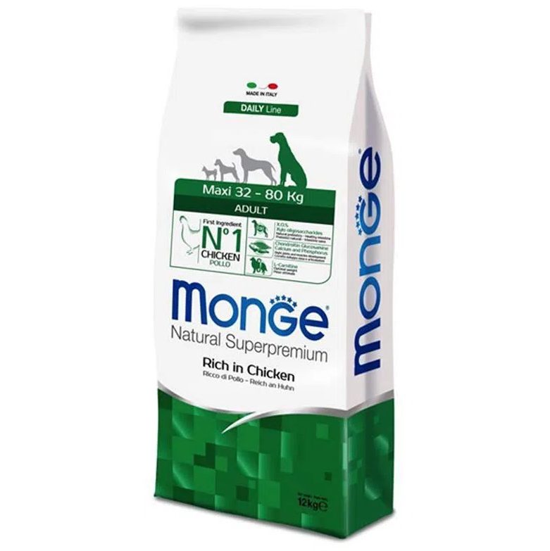 MONGE Natural Maxi Adult, Pui, Hrana Uscata Caine, 12kg