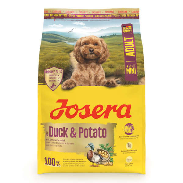 JOSERA Mini Adult cu Rata si Cartofi, 3 kg – Hrană Uscată Monoproteică Fără Cereale pentru Câini Adulți de Talie Mică, Digestie Ușoară și Blană Stralucitoare