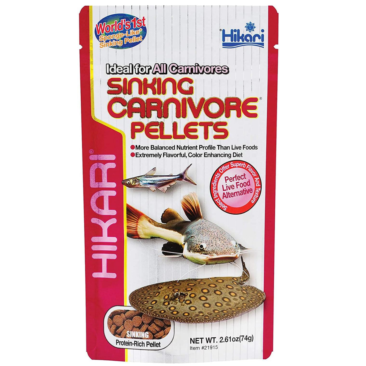 Hikari Sinking Carnivore Pellets, 74 g – Hrana Premium pentru Pesti Carnivori de Fund