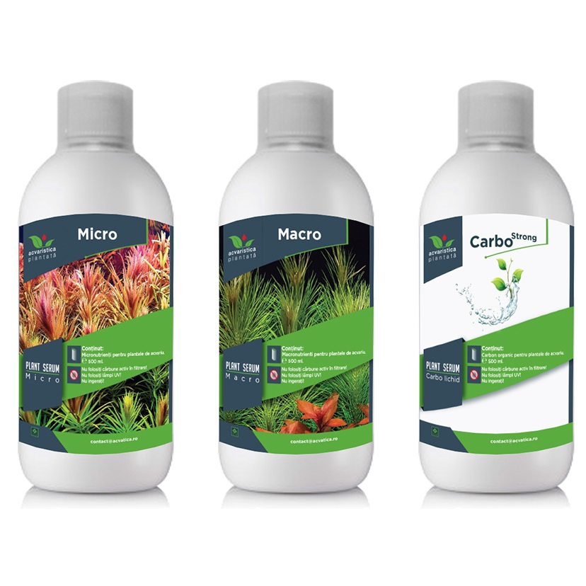 Micro-Carbo-Macro PLANT SERUM, Pachet Fertilizanti Pentru Plante de Acvariu 3x500ml