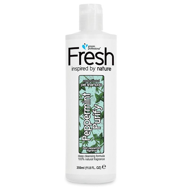 GROOM PROFESSIONAL Fresh Peppermint Purify Shampoo 350 ml | Sampon Profesional Concentrat (dilutie 24:1) cu Ulei de Menta, Bambus si Aloe Vera pentru Caini | Curatare Profunda, Purificare si Stralucire