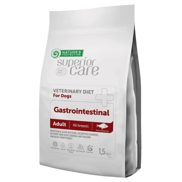 NATURE'S PROTECTION Superior Care Veterinary Diet Gastrointestinal Adult All Breeds cu Peste Alb 10 kg | Hrana Uscata Dietetica Super Premium pentru Caini Adulti cu Sensibilitati Digestive
