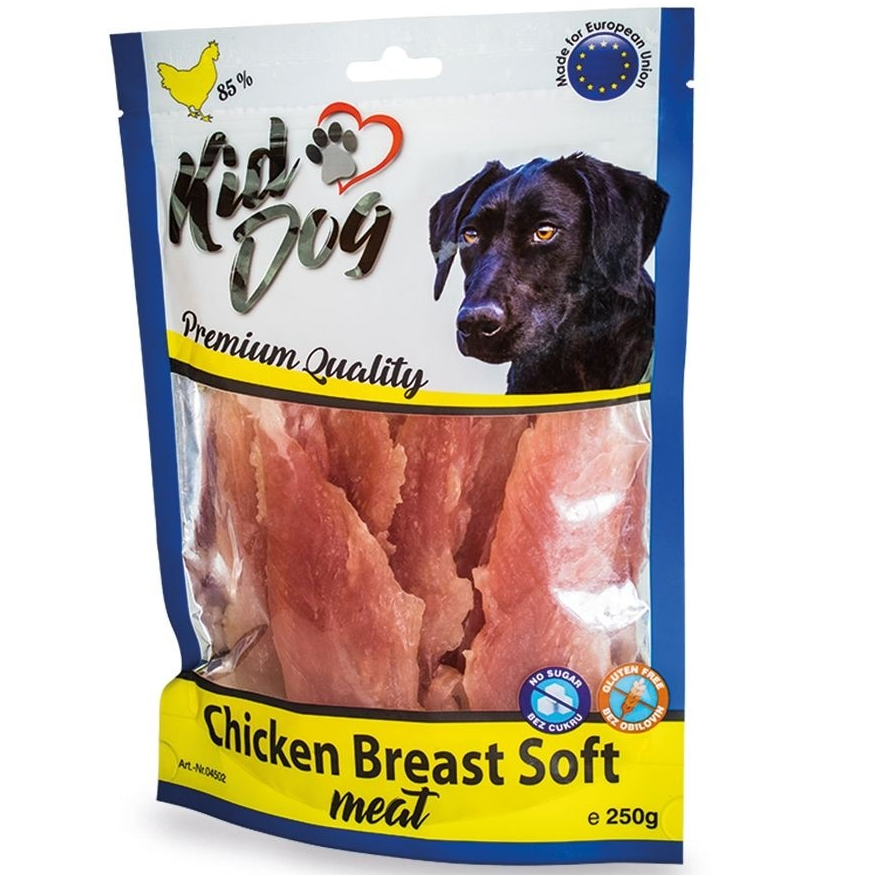 KIDDOG Piept de Pui Moale pentru Câini, 250 g – Recompense cu 85% Carne, Ușor de Porționat