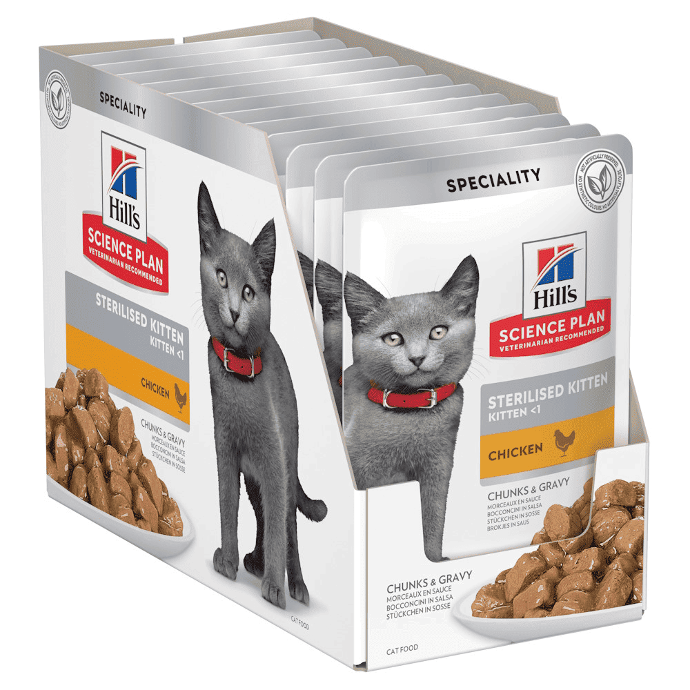 HILL'S SP Sterilised Kitten Pui 12×85 g – Hrană Umedă pentru Pisoi Sterilizați, cu Proteine de Calitate și Grăsimi Limitate