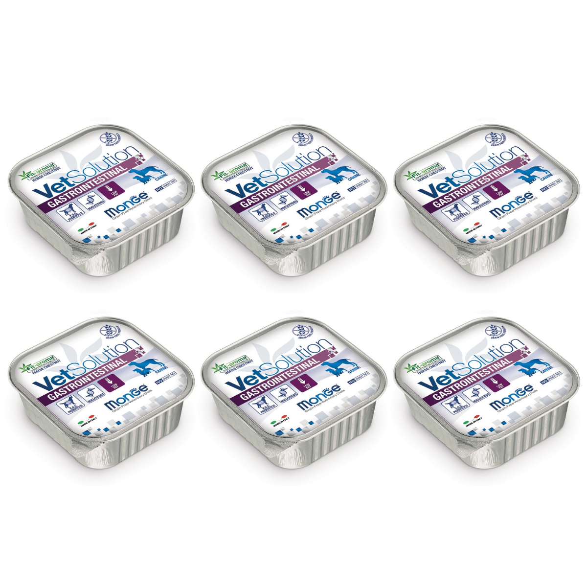 MONGE VETSOLUTION Gastrointestinal Canine, Set Conserve Hrana Umeda Pentru Caini cu Afectiuni Gastrointestinale, 6x150g