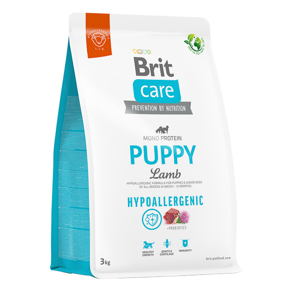 BRIT CARE Hypoallergenic Puppy, cu Miel, Hrană Uscata Monoproteică Hipoalergenică pentru Caini Juniori, 3kg