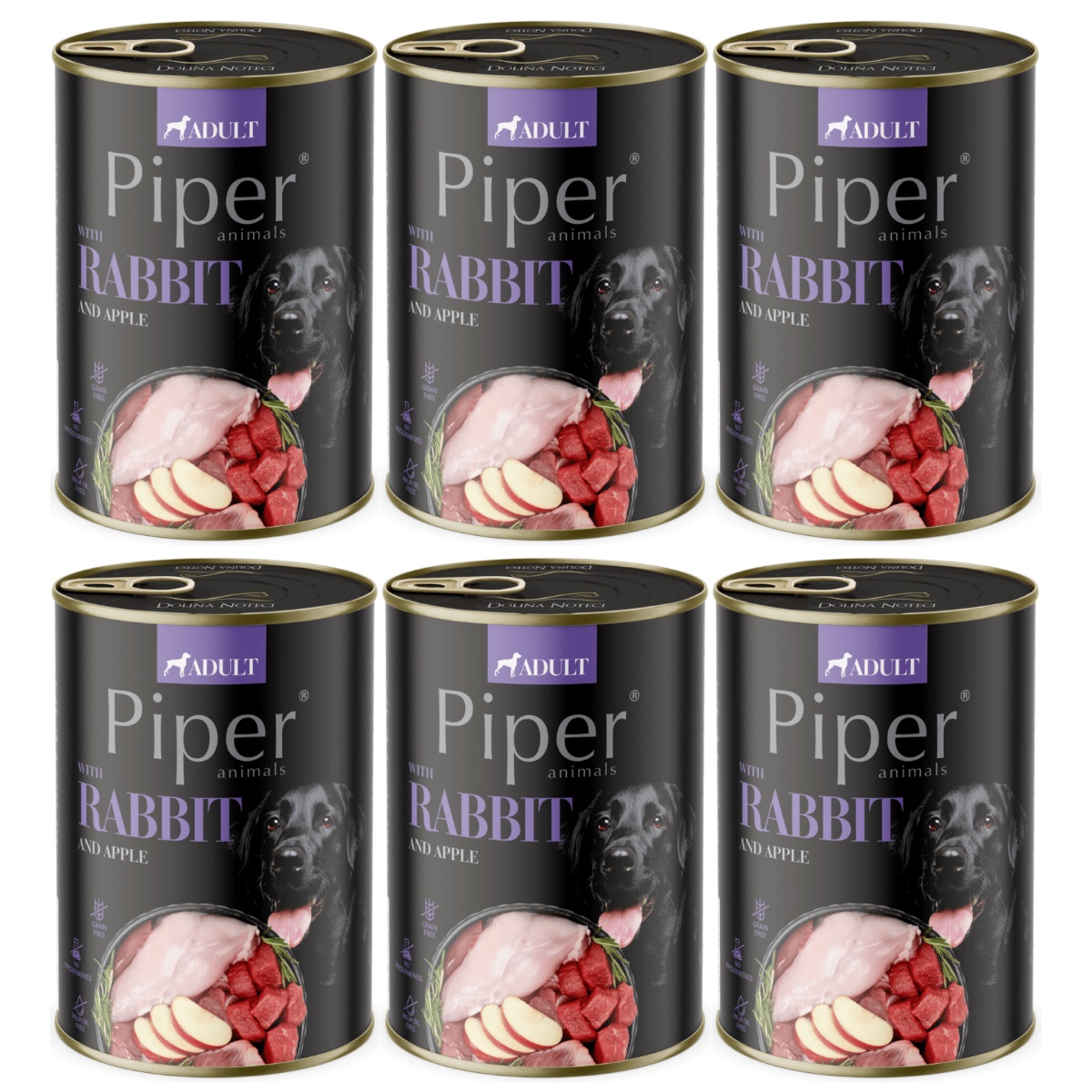 PIPER Animals, cu Iepure si Mar, Set Conserve Hrana Umeda Pentru Caini, 6x400g