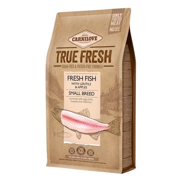 CARNILOVE True Fresh Adult Small Breed cu Pește și Mere, 11.4 kg – Hrană Uscată fără Cereale pentru Câini de Talie Mică, Digestie Ușoară și Vitalitate