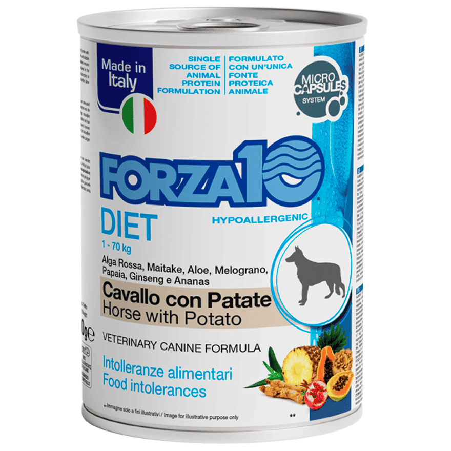 FORZA10 Solo Diet cu Cal si Cartofi,, 400g - Hrana Umeda Monoproteica pentru Caini cu Alergii si Intolerante | Dieta de Excludere 