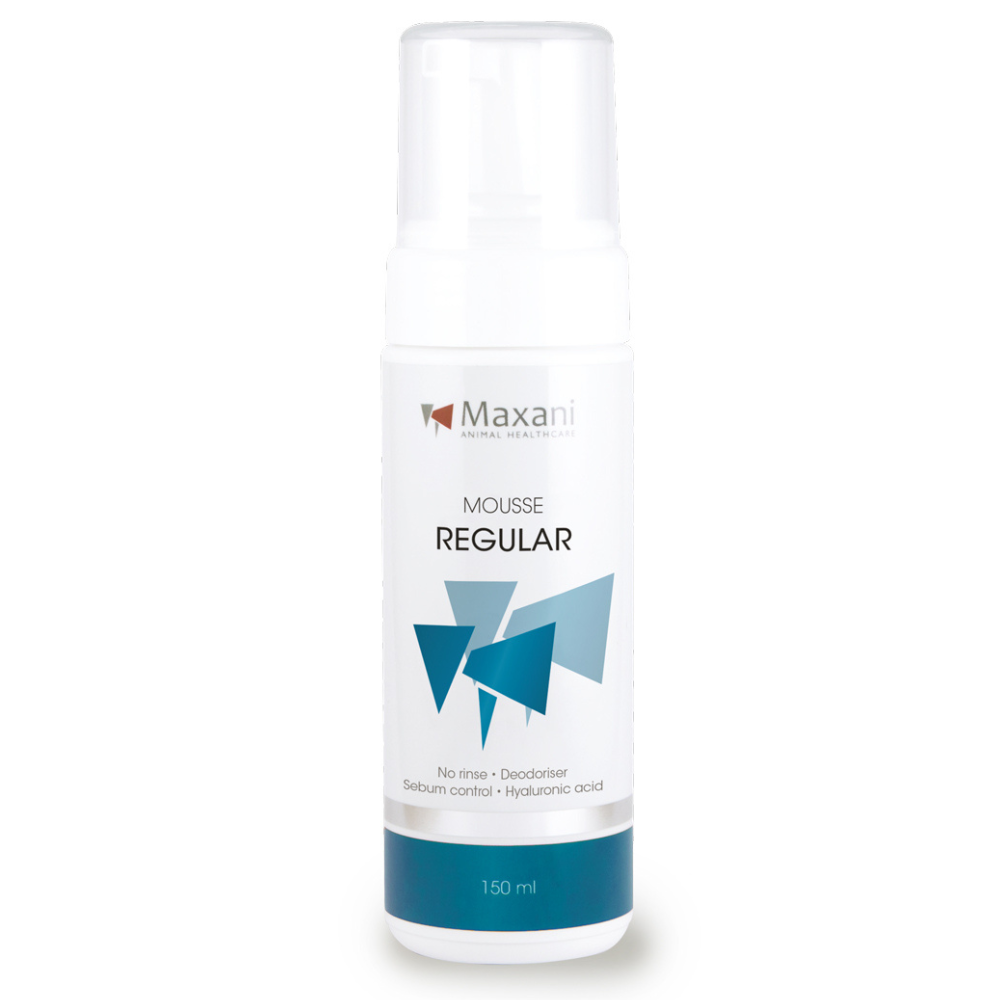 MAXANI Regular Mousse 150 ml – Spumă Dermatologică cu Parfum de Ceai Verde pentru Curățarea și Îngrijirea Fără Apă a Blănii Câinilor și Pisicilor