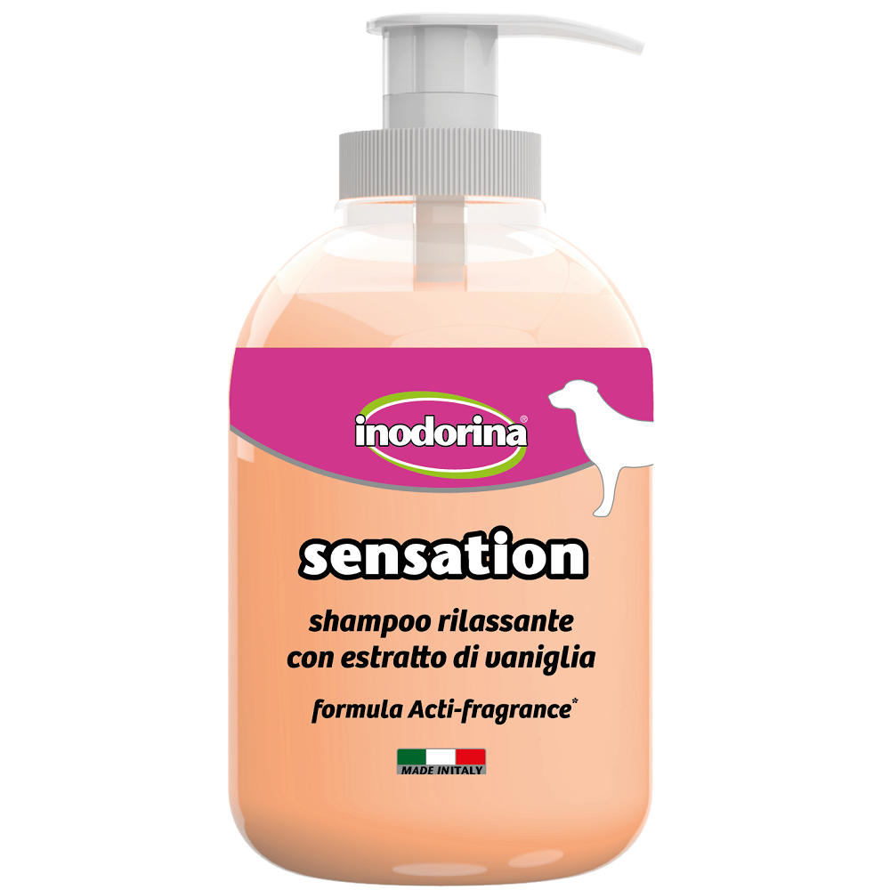 INODORINA Sensation Sampon Pentru Caini, cu Vanilie, Curatare Profunda Orice Tip de Blana, 300ml