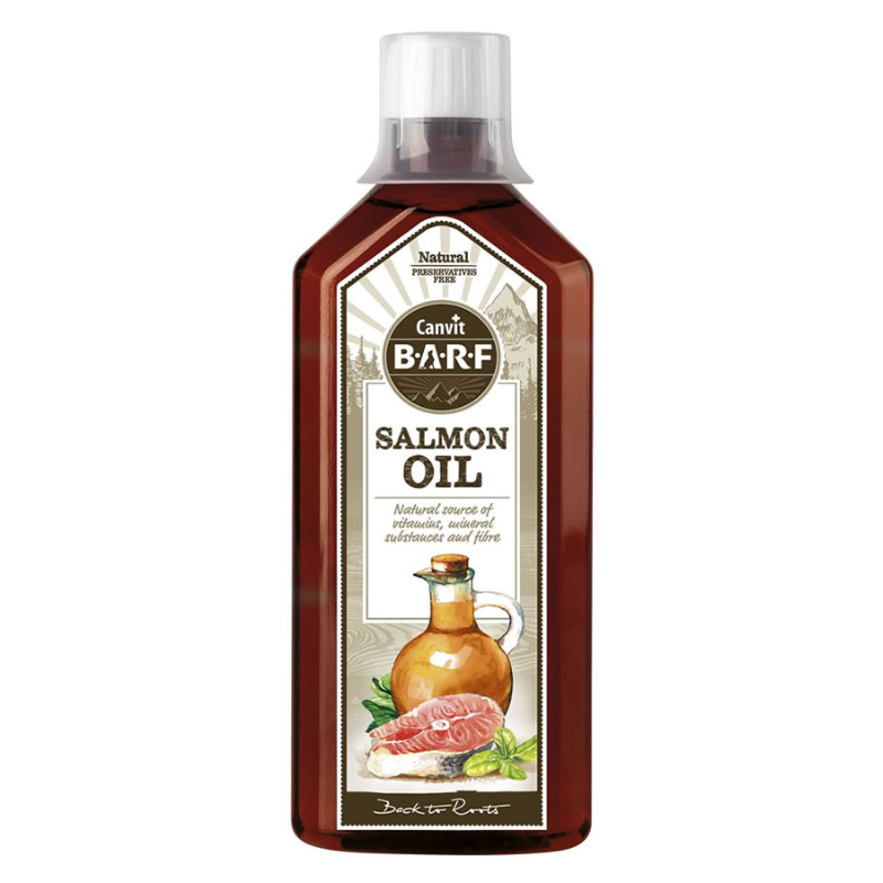 Canvit BARF Salmon Oil 500 ml – Ulei de Somon pentru Caini si Pisici, Piele Sanatoasa si Blana Stralucitoare