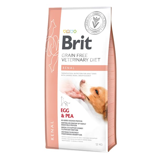 BRIT VET DIETS Dog Grain Free Renal cu Ouă si Mazare 12kg | Hrană Uscată Dietetică pentru Câini cu Insuficientă Renală Cronică