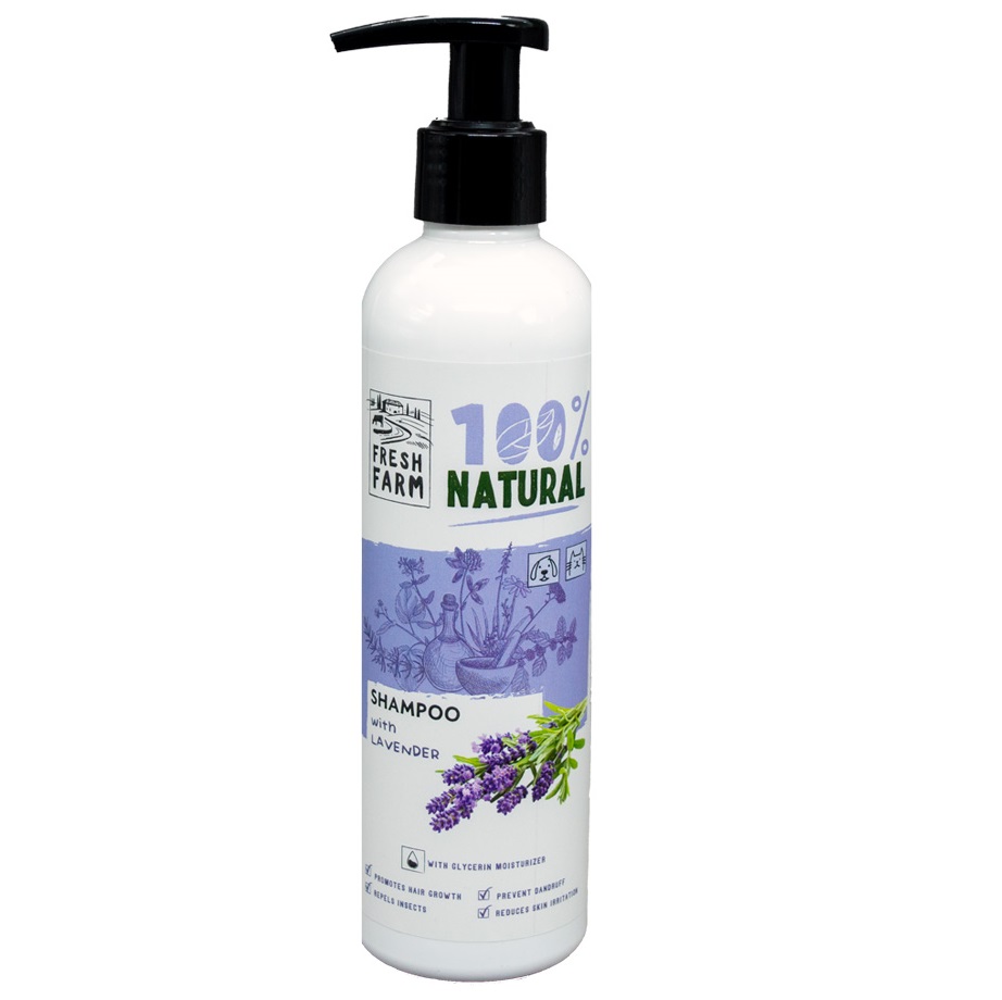 FRESH FARM Lavender Shampoo 250 ml – Sampon cu Extract de Lavanda pentru Caini si Pisici, Efect Calmant si Revitalizant