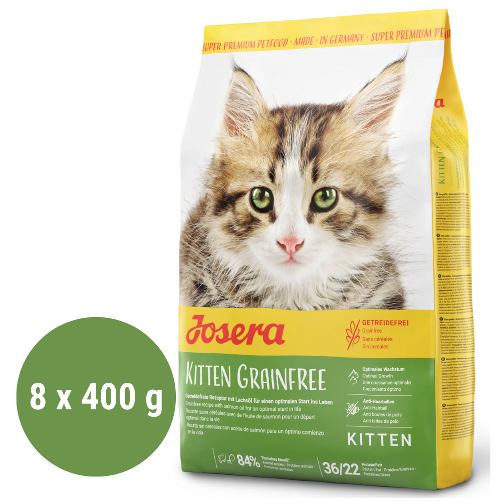Josera Kitten Grain Free Set 8x400 g – Hrană Uscată Fara Cereale pentru Pisoi și Pisici Tinere, Suport pentru Cresterea Sanatoasa si Vitalitate Zilnica