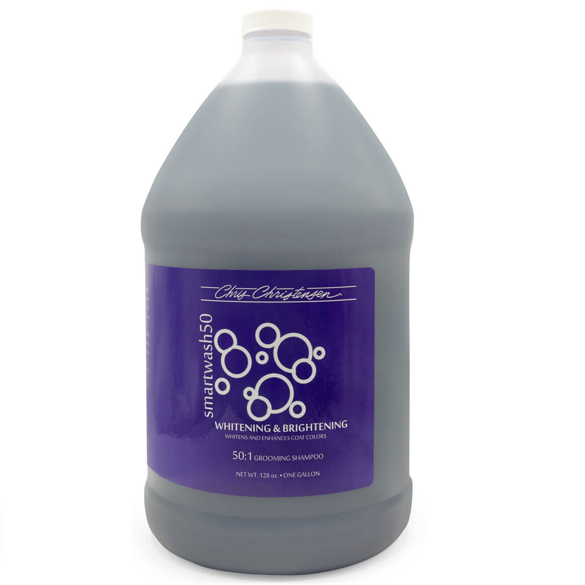CHRIS CHRISTENSEN SmartWash 50 Whitening & Brightening Shampoo 3.8 L | Sampon Profesional Concentrat (dilutie 50:1) pentru Caini si Pisici | Revitalizeaza Blana Alba si Intensifica Stralucirea