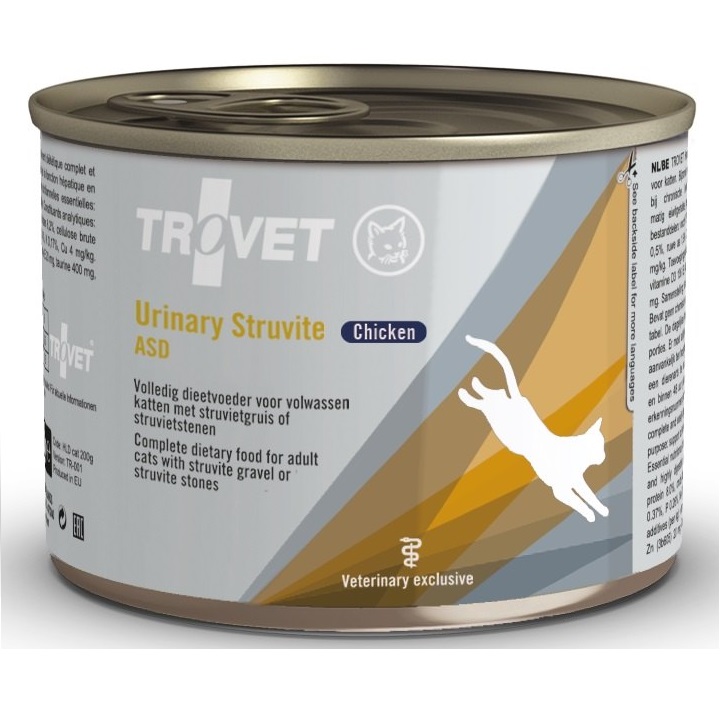 TROVET Urinary Struvite Cat Conserva 200 g – Hrana Umeda Dietetica pentru Pisici cu Predispozitie la Formarea de Calculi Urinari (struviti)
