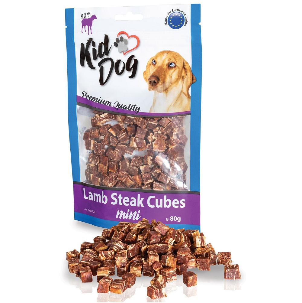KIDDOG Mini Cuburi cu Miel – Recompense Fara Cereale pentru Caini, Ideale pentru Dresaj, 80g