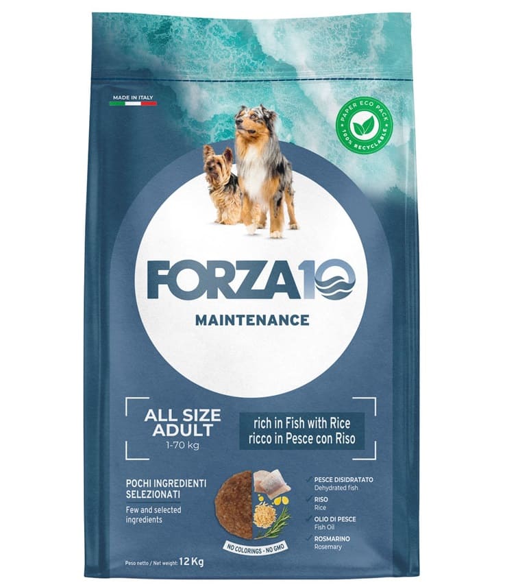 FORZA10 All Size Adult cu Peste si Orez, Hrană Uscată Completă pentru Câini Adulti, 12 kg