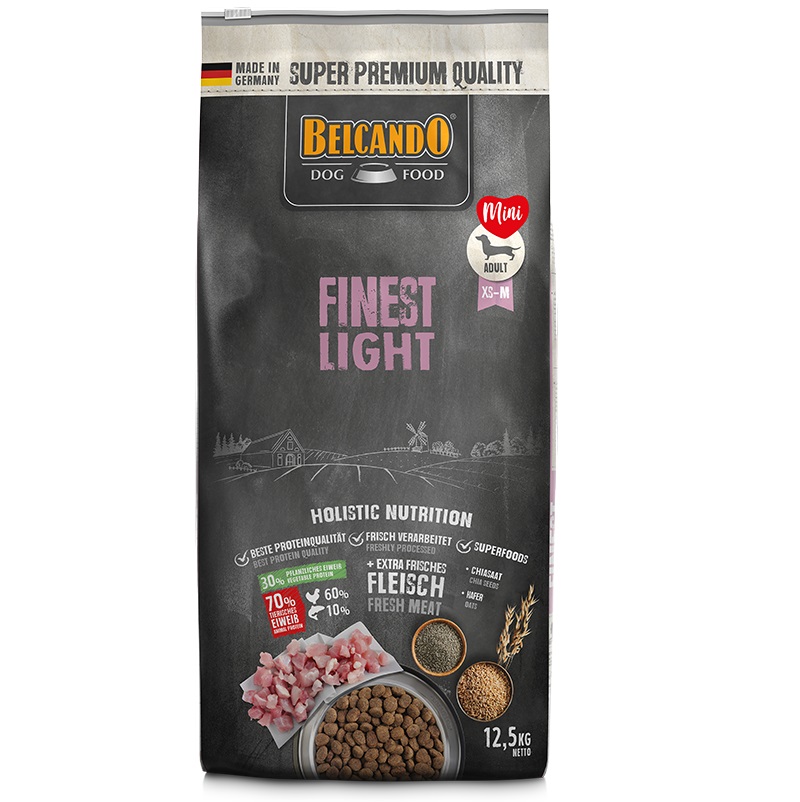 BELCANDO Finest Light, Hrana Uscata Pentru Caini Seniori sau Supraponderali de Talie Mica sau Medie, 12.5kg