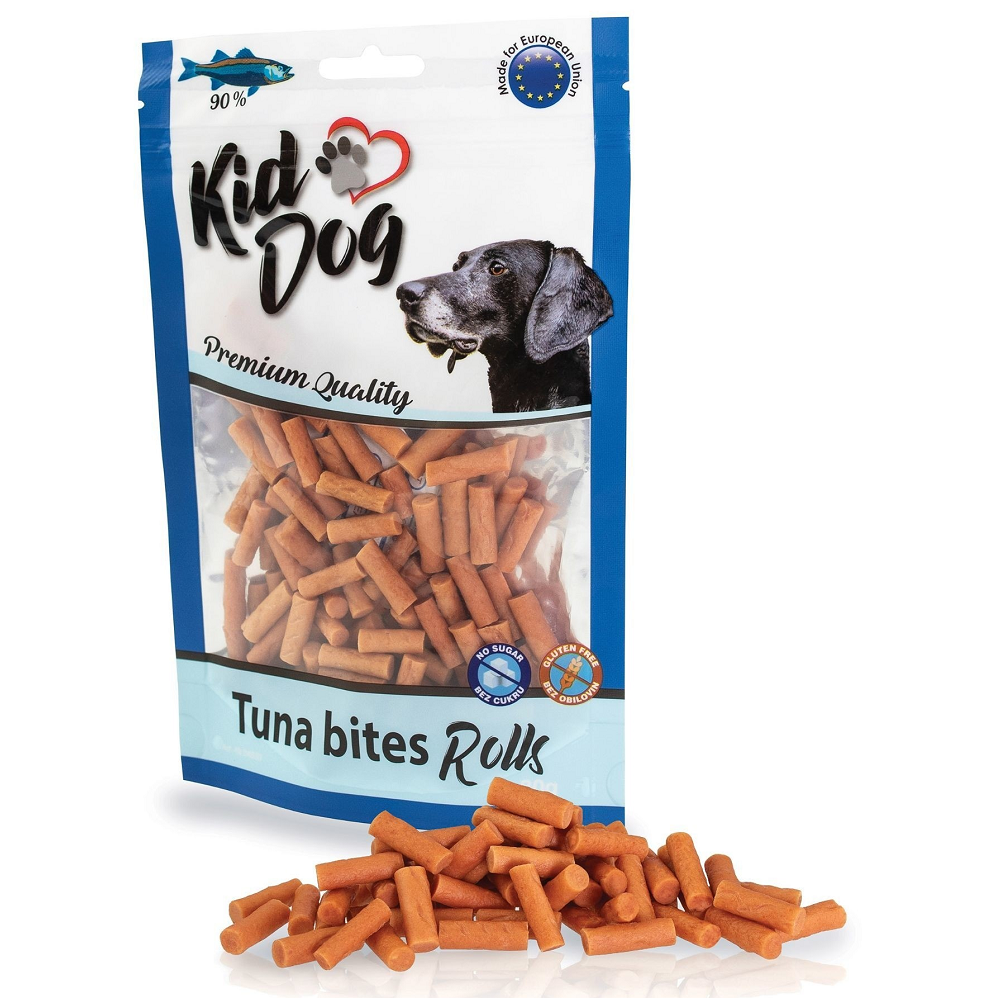 KIDDOG Tuna Bites Rolls – Recompense Rulouri cu Ton pentru Câini, Fără Cereale și Zahăr, 80g