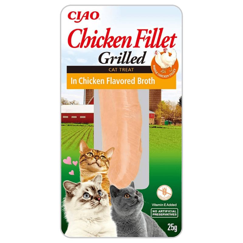 INABA Ciao Grilled Chicken Fillet in Broth 25 g | Hrana Complementara Premium pentru Pisici | File de Pui la Gratar in Supa de Pui