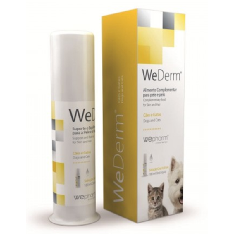 WePHARM WeDerm Suspensie Orala 100 ml – Supliment Dermatologic cu Omega-3, Omega-6 si Vitamine pentru Caini si Pisici