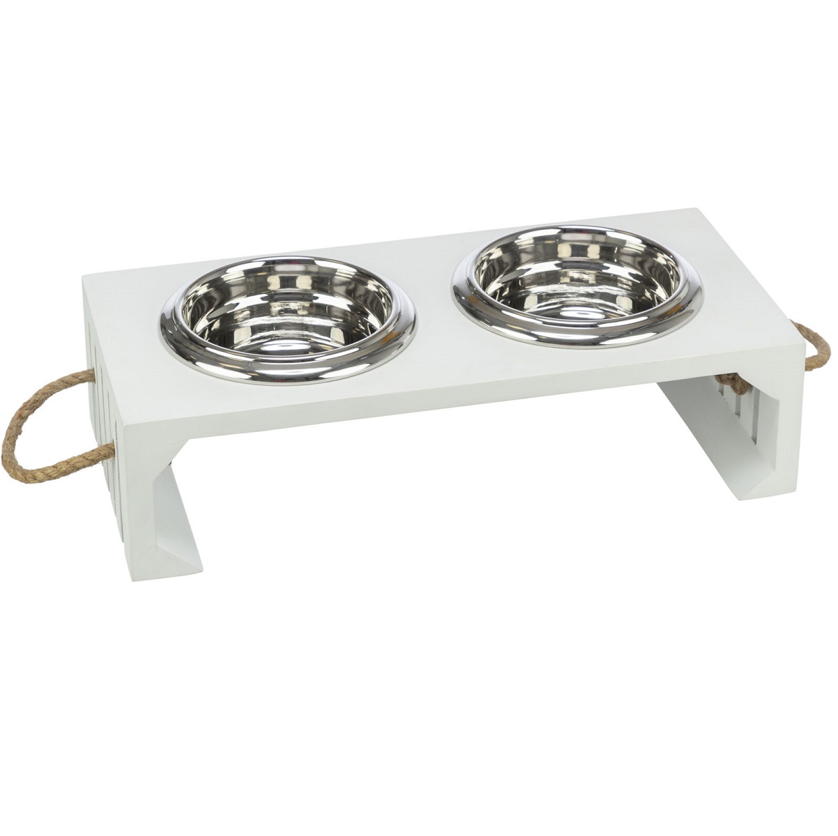 BE NORDIC Set 2 Castroane Inox in Suport din Lemn MDF, Pentru Caini 2x900ml | 17cm