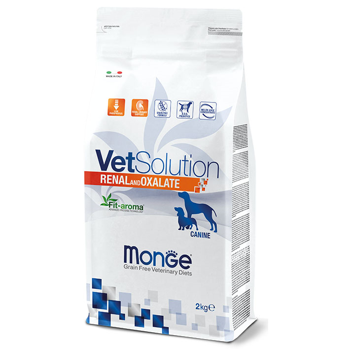 MONGE VETSOLUTION Renal and Oxalate Canine, Hrana Uscata Pentru Caini cu Afectiuni Renale, 2kg