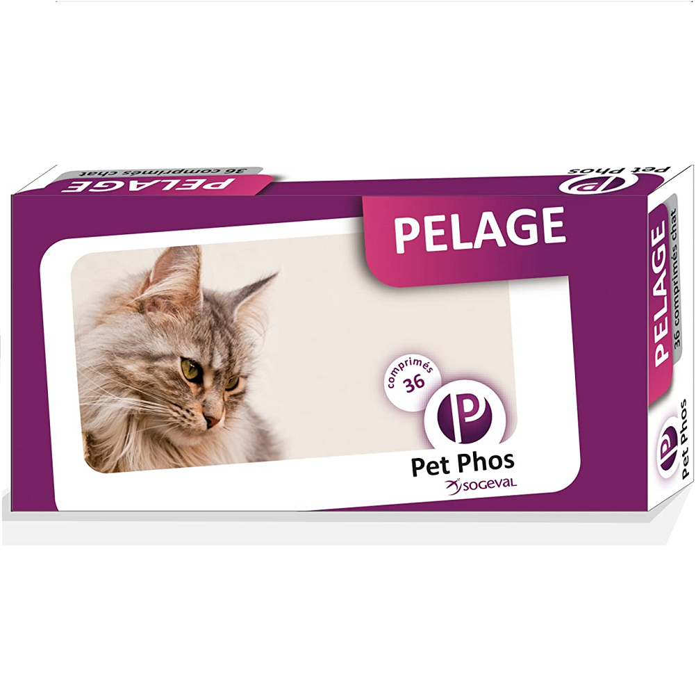 PET PHOS Felin Special Pelage, Supliment Vitamino-Mineral pentru Pisici, Piele Sanatoasa | Blana Stralucitoare, 36 Tablete