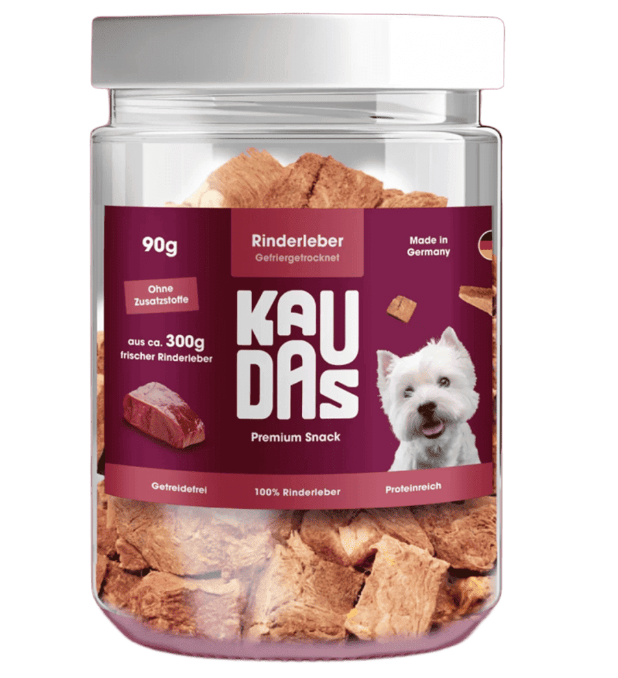 KAUDAS Beef Liver Pure Natural Snack 90 g | Recompensă 100% Naturală din Ficat de Vită pentru Câini | Liofilizată, Bogată în Proteine