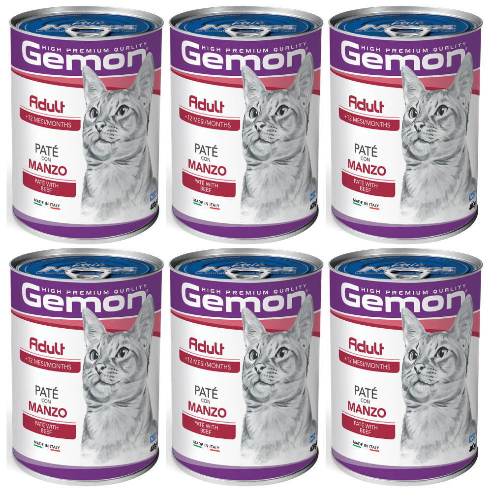 GENOM Cat Adult Paté cu Vită – Set Conserve Hrană Umedă Completă pentru Pisici Adulte, 6x400 g