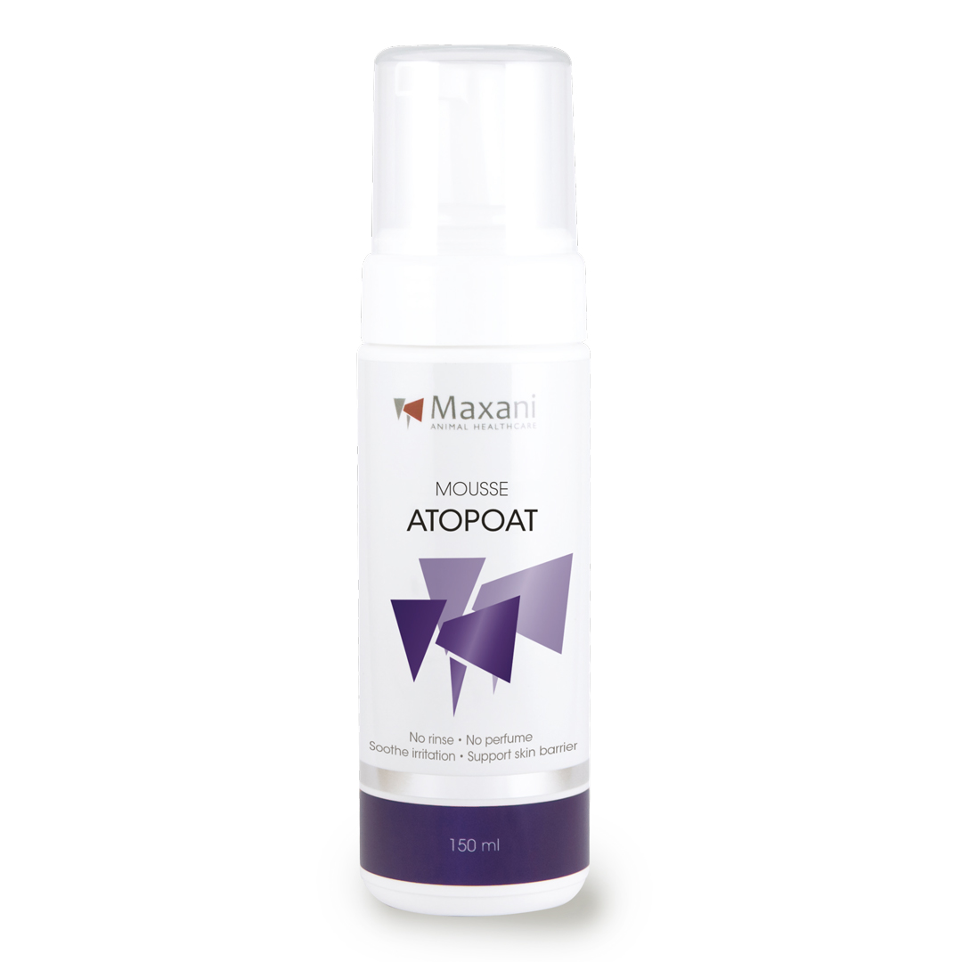 MAXANI AtopOat Mousse  150 ml – Spuma Dermatologica Hidratanta si Calmanta pentru Caini si Pisici cu Piele Uscata, Sensibila sau Iritata