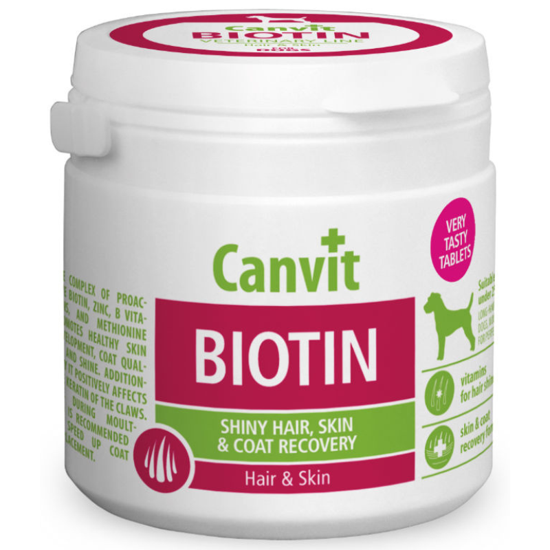 CANVIT Biotin for Dogs 100 g – Supliment pentru Caini, Piele Sănătoasă și Blană Strălucitoare